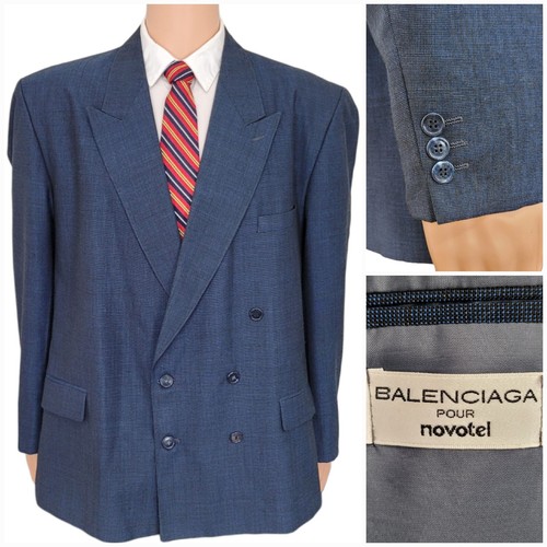 Balenciaga Mens Blazer Sport Coat 46R Double Breasted Casual
