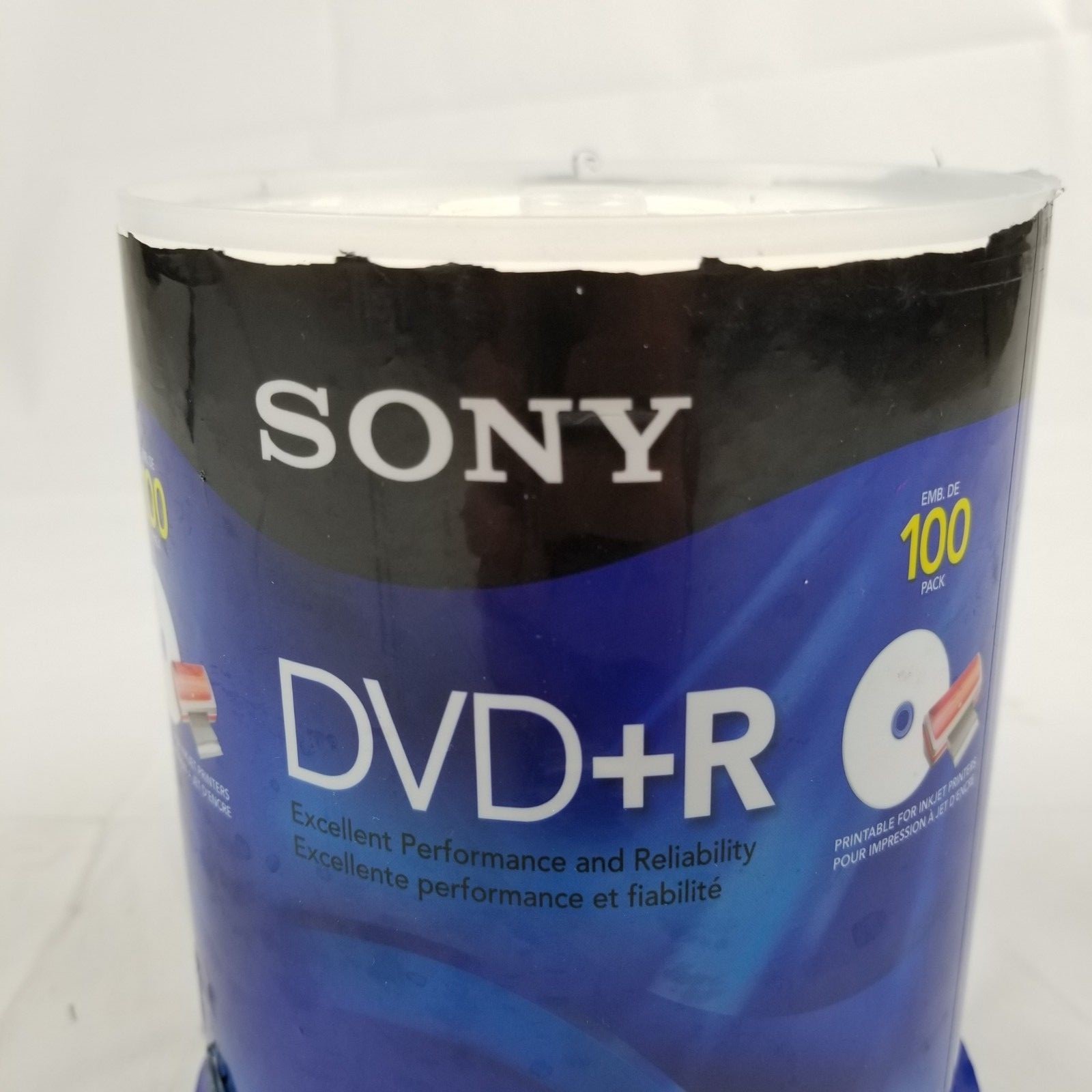 NEW Sony DVD+R 4.7GB Recordable Storage Spindle 100 Discs 120 Min 4.7GB/GO 1 16X