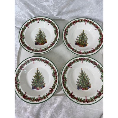 Christopher Radko Traditions Holiday Christmas Tree Soup Bowls Set of 4