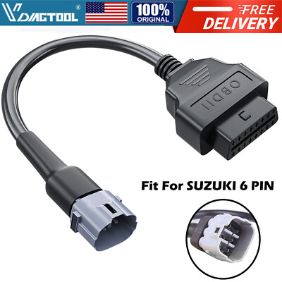Fit For SUZUKI OBD2 6 Pin Diagnostic Plug Adapter Motorcycle Scooter ATV Cable