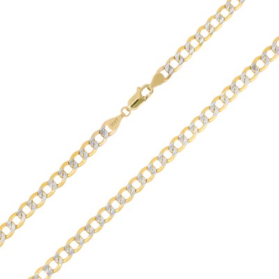 Pre-owned Nuragold 10k Yellow Gold Mens 5.5mm Diamond Cut White Pave Cuban Curb Chain Bracelet 8.5"