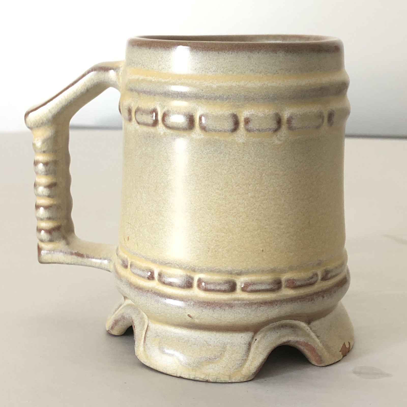 3 Frankoma Mugs Stein M1 Footed Desert Gold Vintage