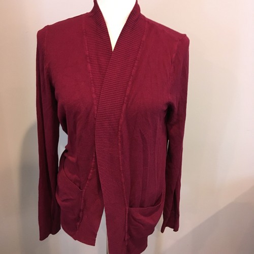 Stitch Fix Pink Clover Cardigan Open Front Sweater Burgundy