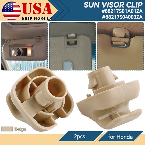 フレア メンバーシップカード 2x 88217S04003ZA Sun Visor Shade Holder Clip Retainer Beige for
