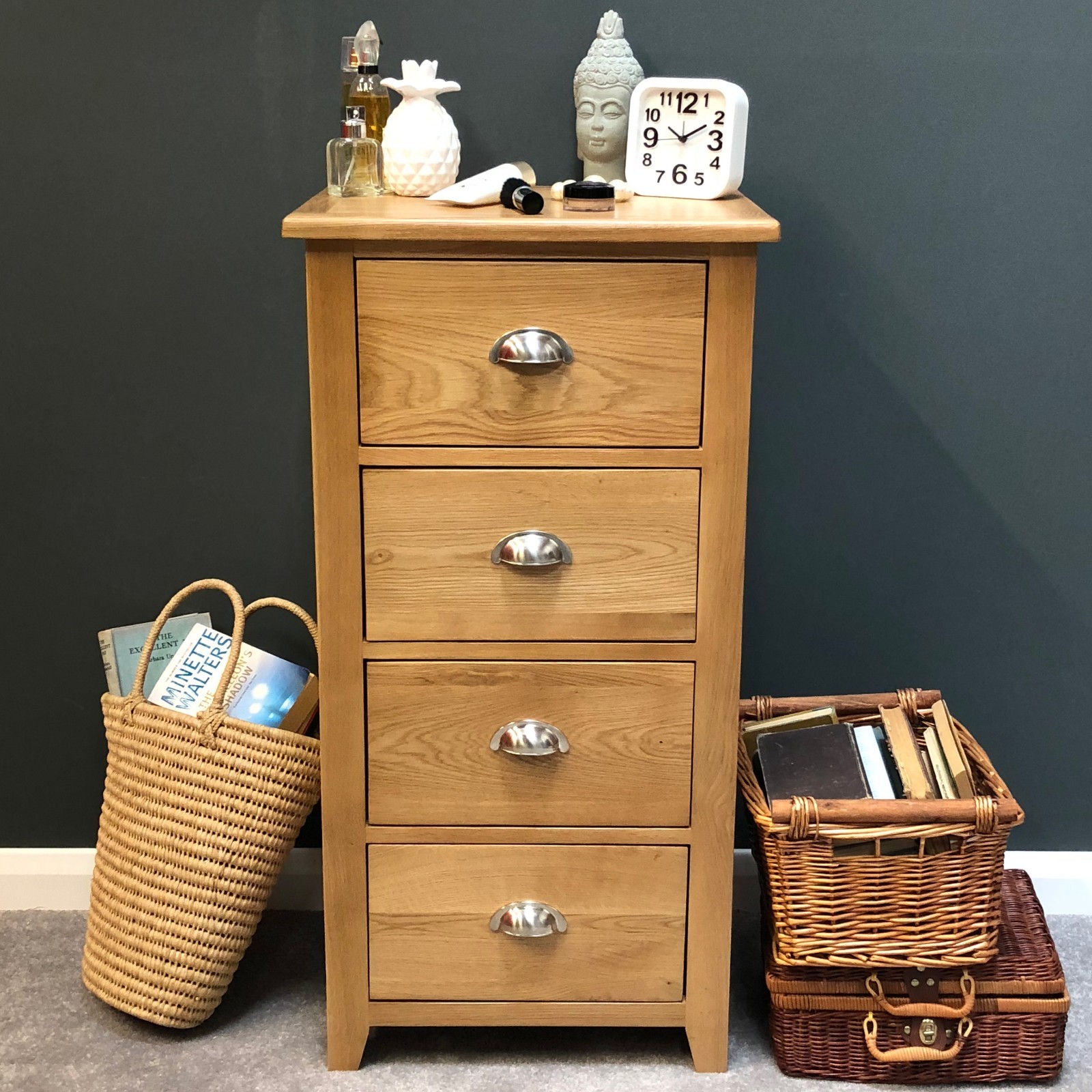 Oak Tallboy Chest Of Drawers Solid Wood Narrow Chest Tall Chest