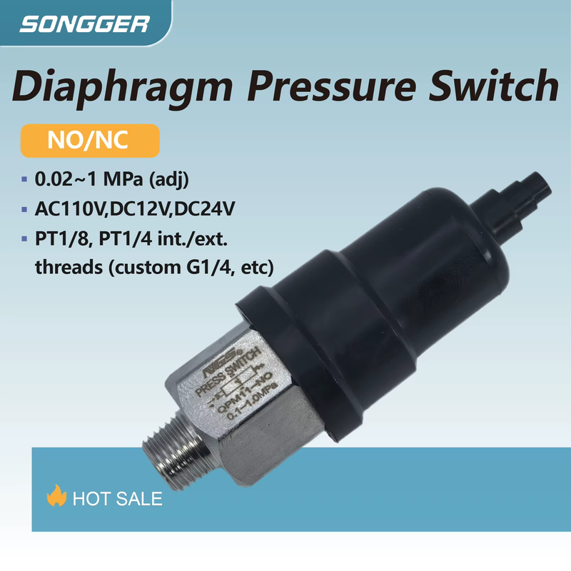 4110124T-NO 4110124T-NC Hydraulic Adjustable Pressure Switch Diaphragm Type 1/4"