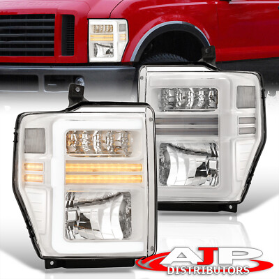 White OE Style Headlights Lamps LED DRL Signal For 2008-2010 Ford F250 F350 F450