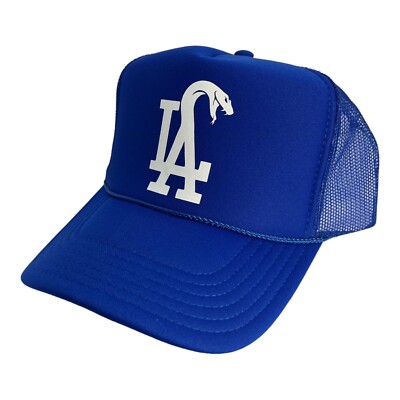 NEW KOBE LOS ANGELES LA BLUE MAMBA HAT 5 PANEL HIGH CROWN TRUCKER SNAPBACK