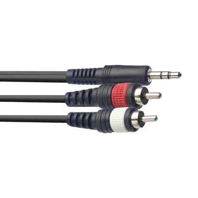 Stagg 6M Aux to Twin Phono Cable 3.5mm Stereo Jack RCA Audio Speaker Lead