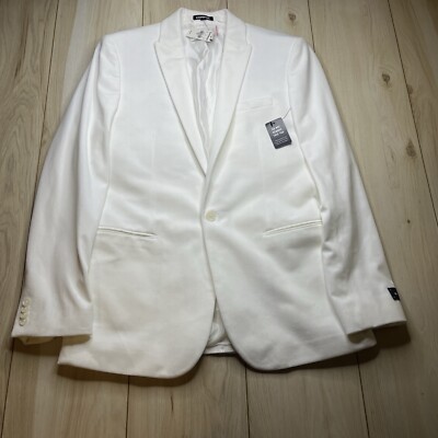 NWT Express Blazer Mens Slim Fit Suit Jacket Sport Coat White Mans Size 40R