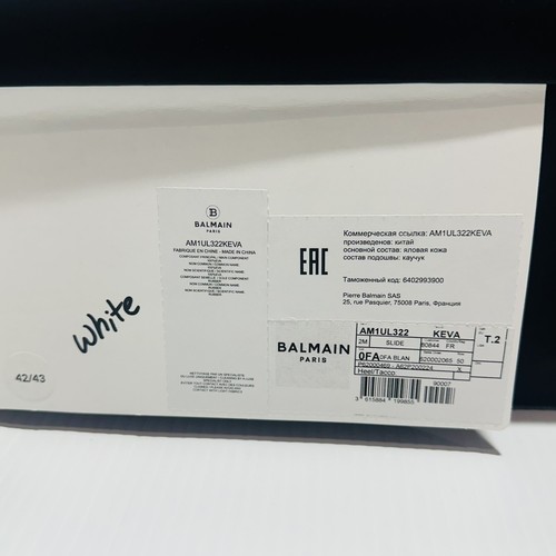 Pre-owned Balmain White Ari Men Rubber Slip On Slides Sandal Embossed Logo 43/ 10 Us