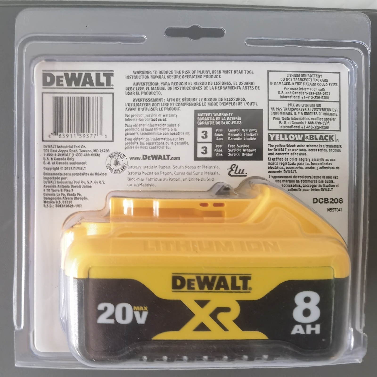 NEW Dewalt DCB208 8.0AH Battery 20V MAX Compact Li-ion XR Power Tools