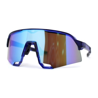 Mens Color Mirror Futuristic Large Mono Block Shield Sport Sunglasses