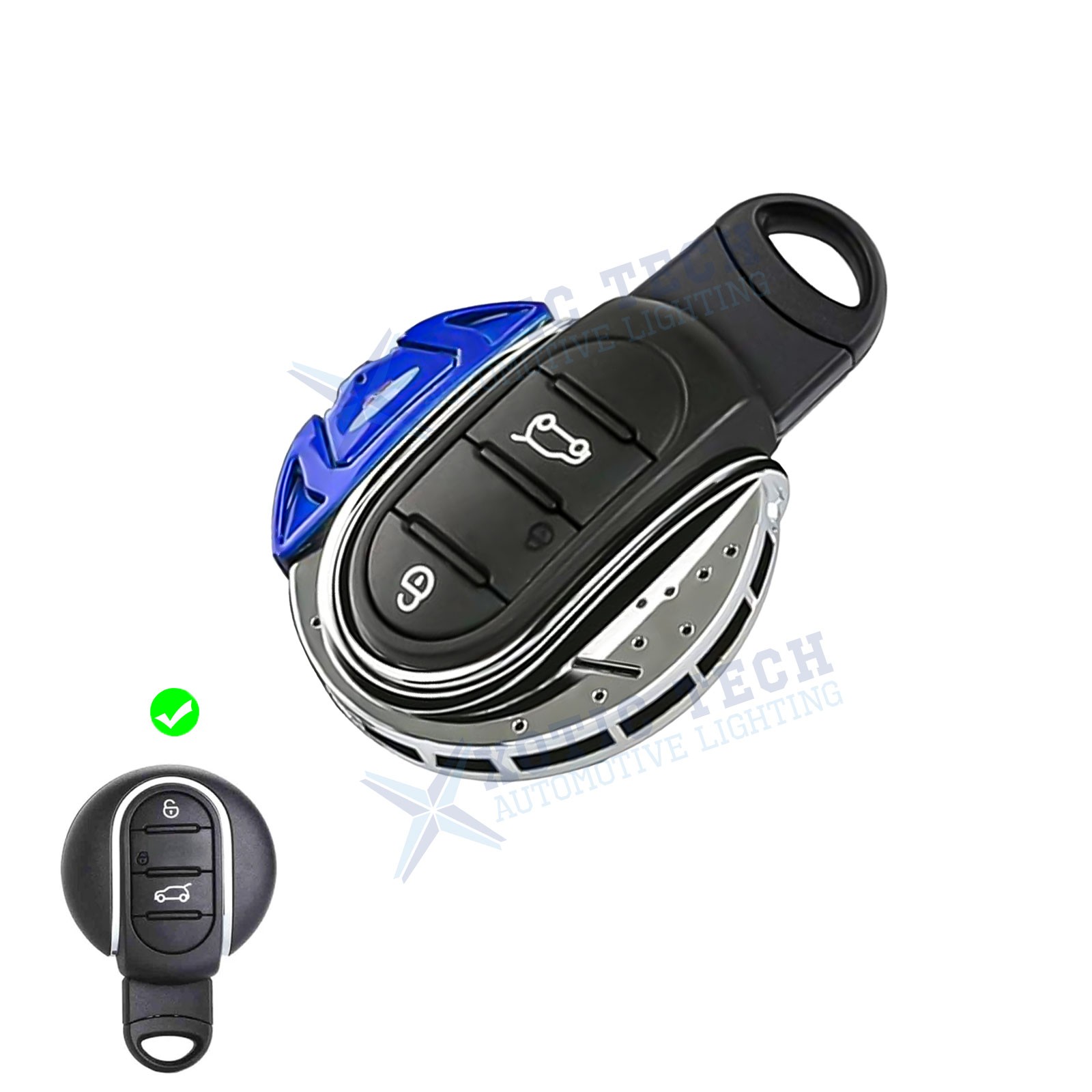 Blue JCW Style Smart Key Fob Cap Case Cover For MINI Cooper F57 Gen2 F60 ONE S