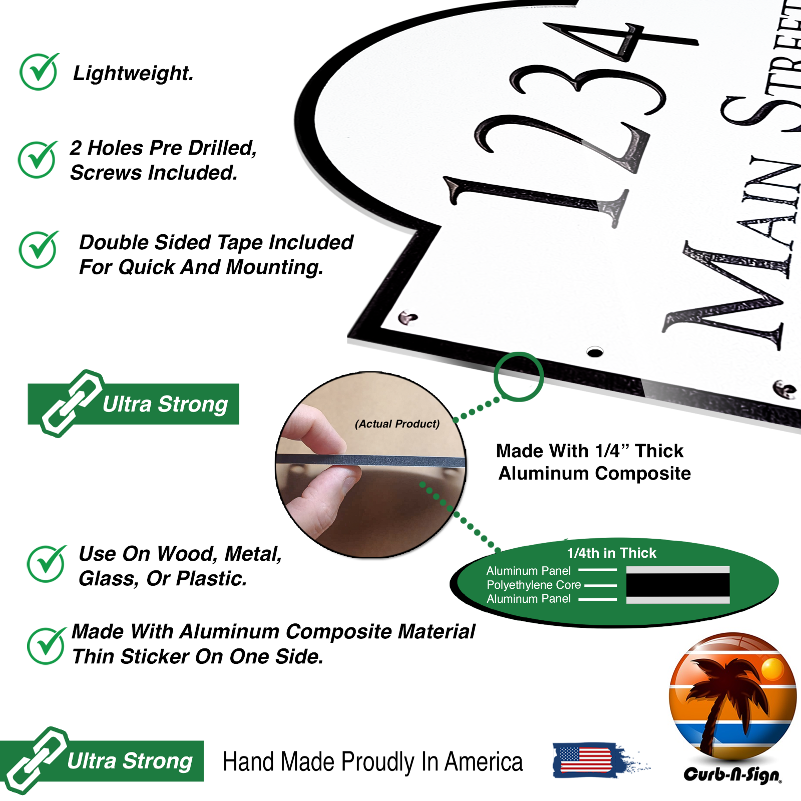 Curb-N-Sign Arch Address Sign Plaque Super Reflective customized