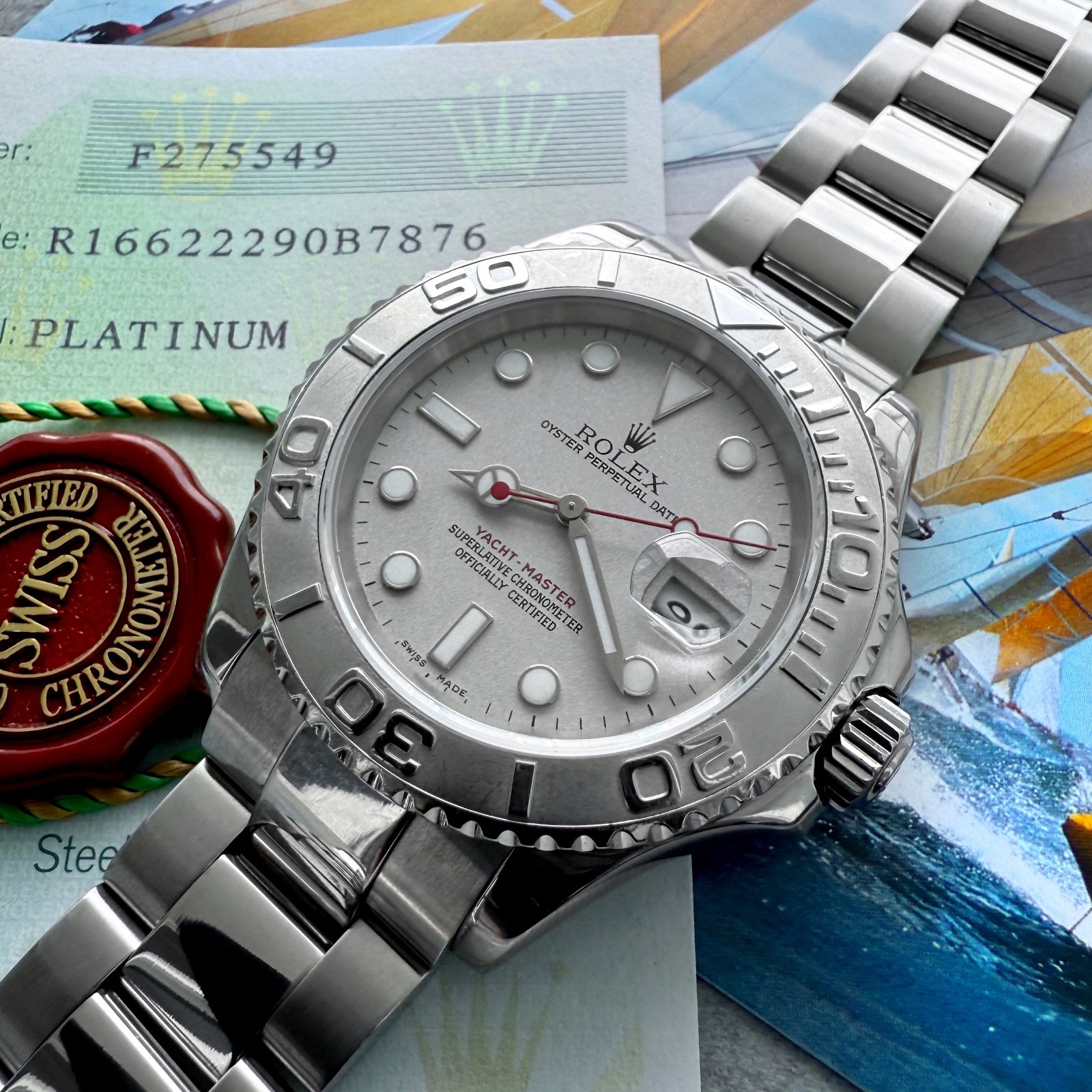 プレミアム Original Owner!2004 Rolex Yacht Master Platinum Bezel 16622
