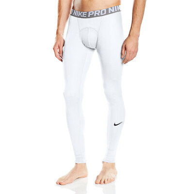 NEW NIKE PRO STAY COOL TIGHTS SZ L WHITE SILVER DRI-FIT 703098 TRAINING NWT $35