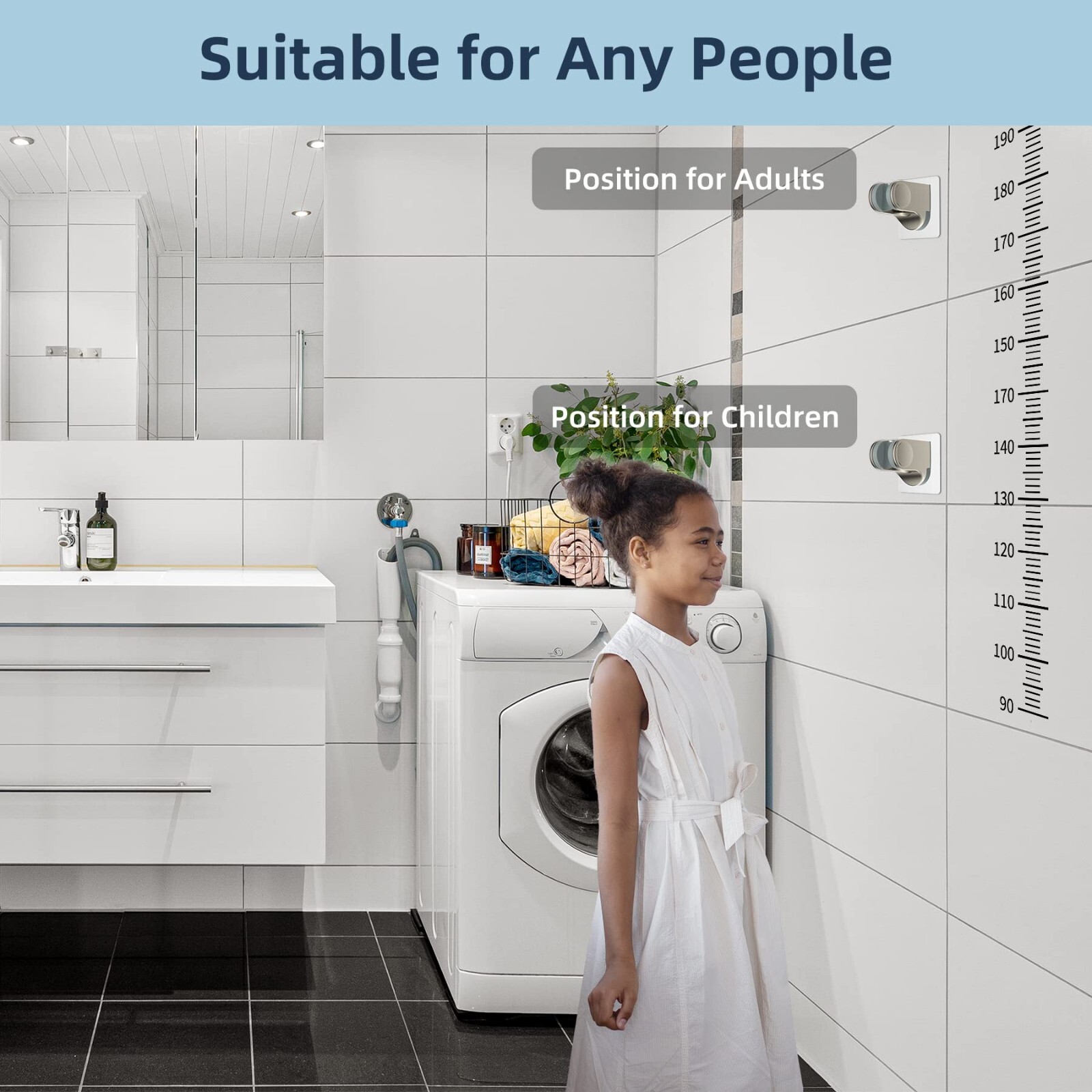 Wall Mount Strong Adhesive Shower Head Holder,Waterproof Handheld Shower Holder