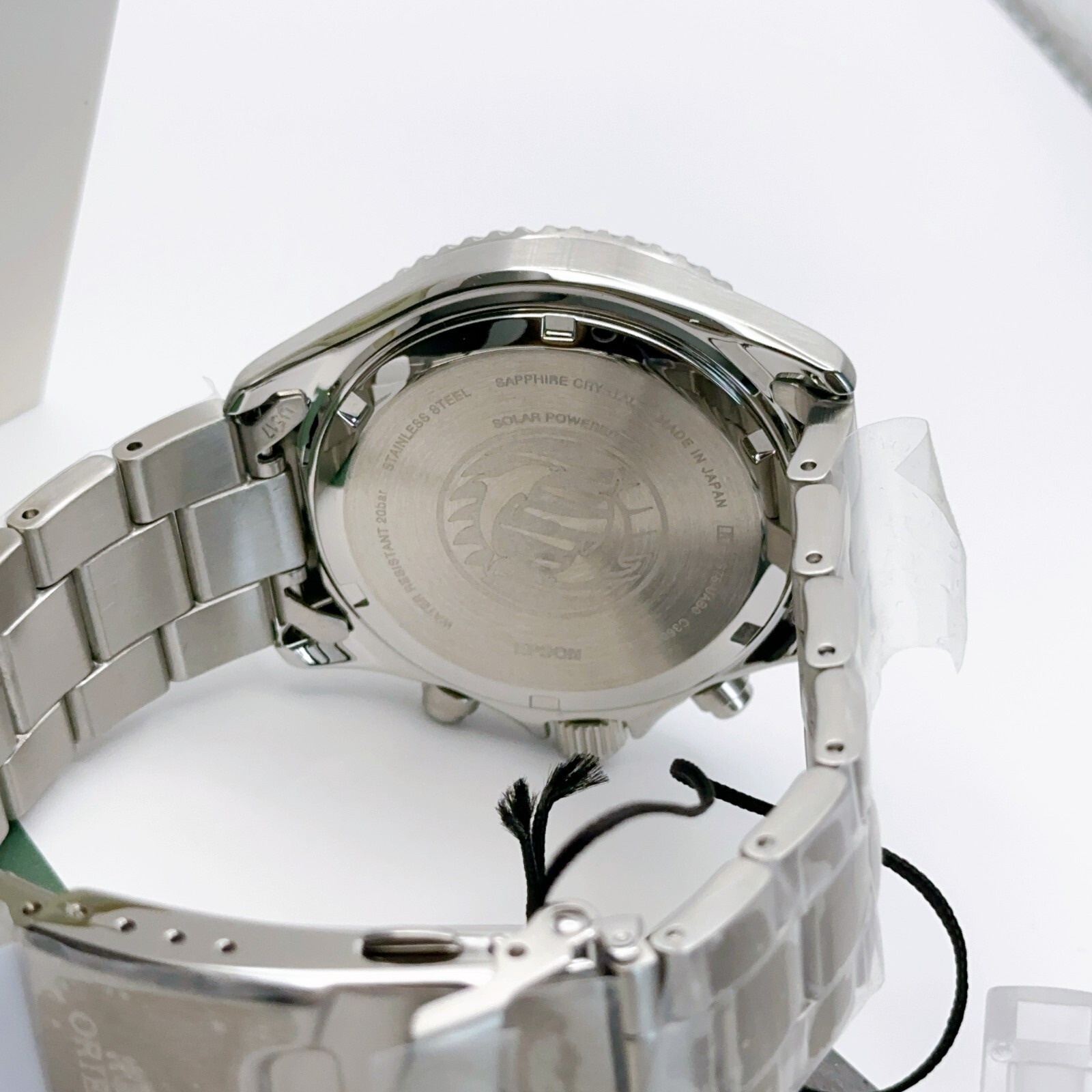 Pre-owned Orient Mako Rn-tx0203s Chronograph Solar Watch Panda Dial White Black Mens Watch