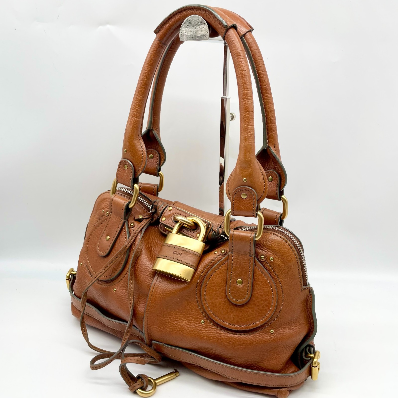 Chloe Paddington Handbag Brown Leather 02-08-53 Y2K Tote bag
