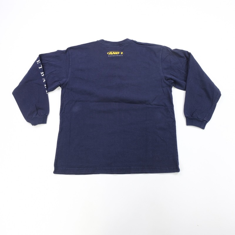 Rare Vintage AND1 Basketball Long Sleeve Graphic T Shirt 90s Navy 