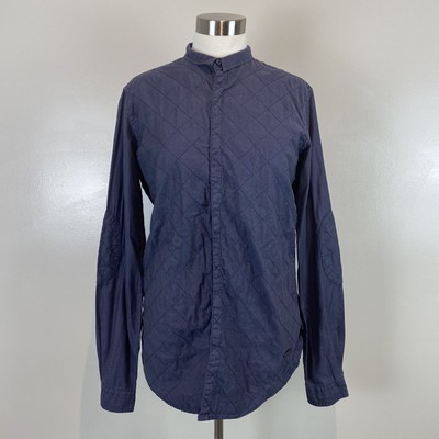 Sisley Womens Medium Blue Classic Button Down Shirt 100% Cotton L/S Quilted L81