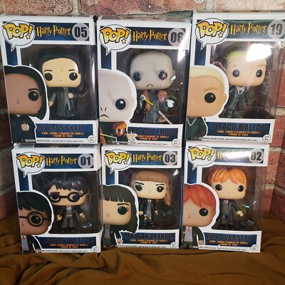Harry Potter Funko Pop! Lot of 6 #1, #2, #3, #5, #6, #19 Malfoy Snape Voldemort