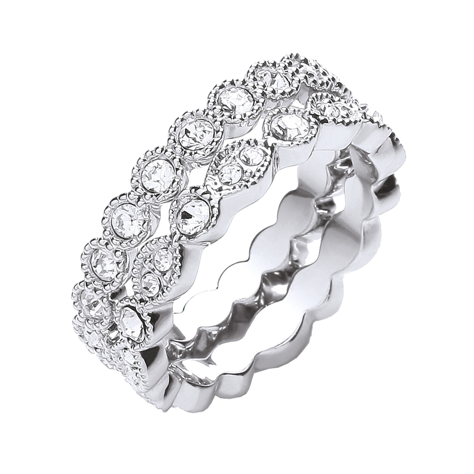Buckley London Ring-Set rhodiniert mit Kristallen Messing ...