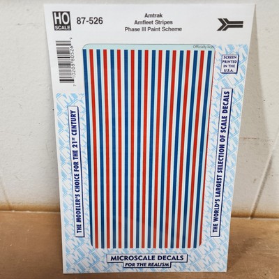 Amtrak Amfleet Stripes Phase 3 Paint Scheme Microscale Decal Railroad 87-526 HO