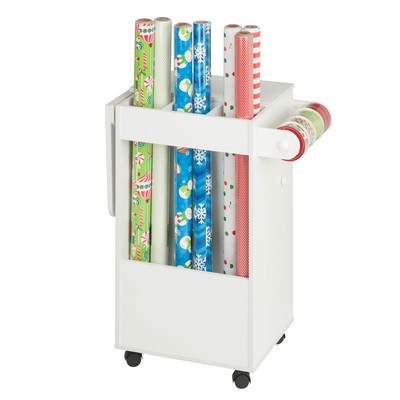 Craft Storage Cart Rolling Organizer Gift Wrapping Station White Extra Storage