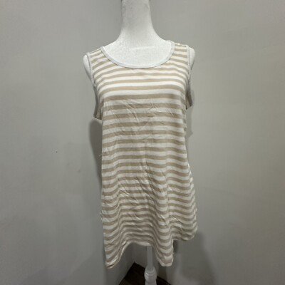Style And Co Cream Striped Tank (L)