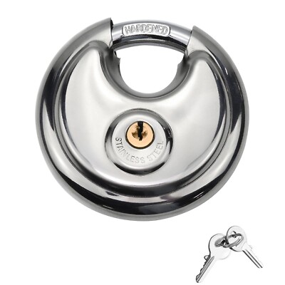 Disc Padlock with Key, Storage Unit Lock, Discus Pad Lock Heavy Duty Round Ci...