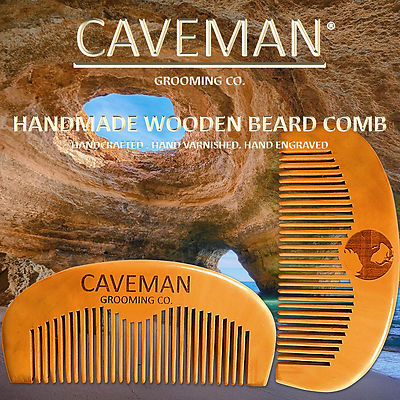 Handcrafted Wood Mustache and Beard Comb by Caveman All Hair Types Custom Comb