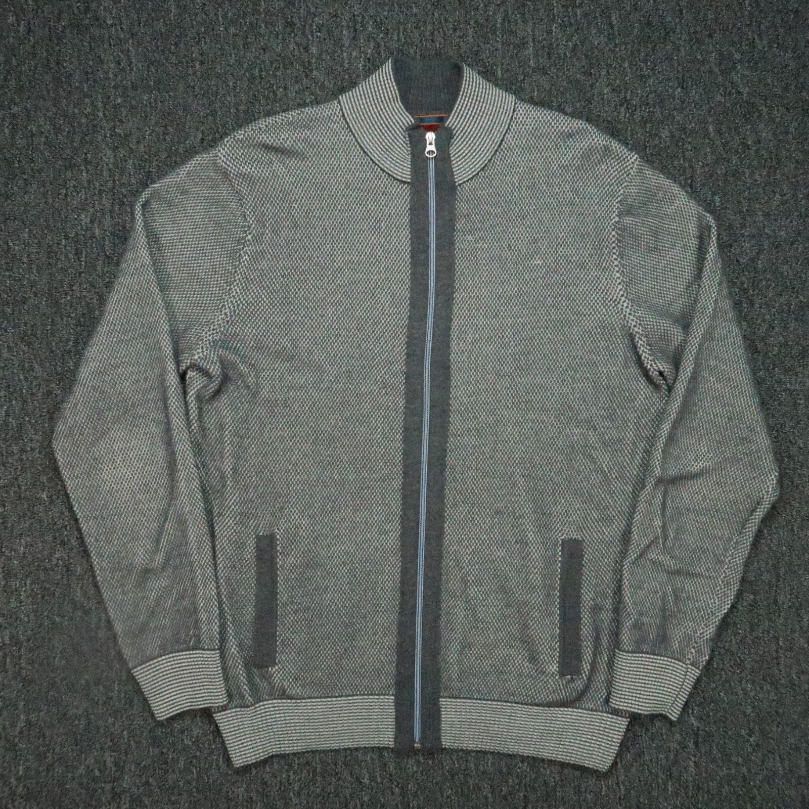 Robert Graham Sweater Mens Medium Gray Classic Fit Full Zip