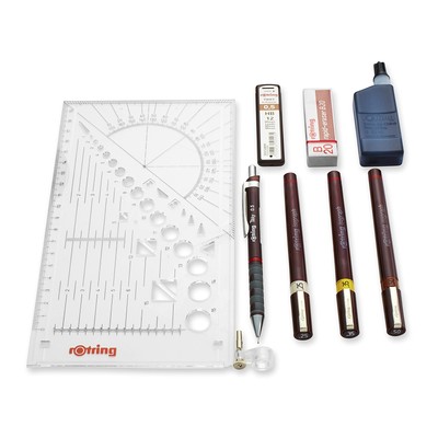 rOtring Isograph Fineliner Pen & Pencil College Set   3 Technical Pens (0.25mm, 