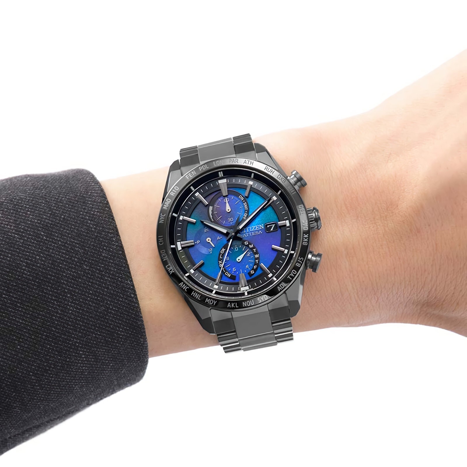 Pre-owned Citizen Attesa At8285-68z Hakuto-r Purple Dial Titanium Watch Limited 2700 Pcs