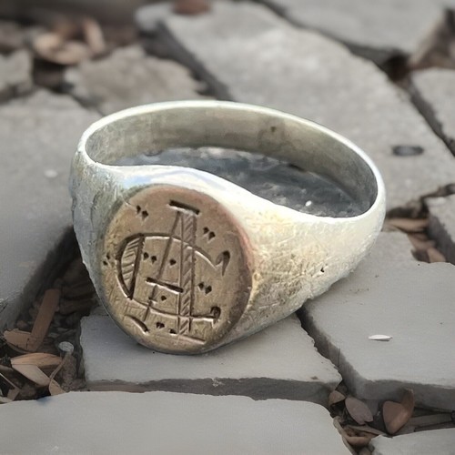 【CTHY】VINTAGE SIGNET RING／19号／Silver King Arthur Ring, Crown Ring Signet, Men Antique Signet Ring