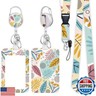 ID Badge Holder with Lanyard, Retractable Badge Reel Clip for Nurse Doctor, Detachable Neck Lanyard Strap ID Card Holder Keychain Lanyards for Students Teacher Office Staff (Abstract Modern Leaves)