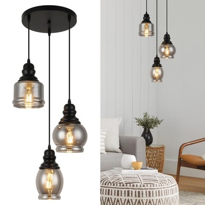 WILON Industrial Pendant Lighting, 3-Light Pendant Light Fixtures Farmhouse K...