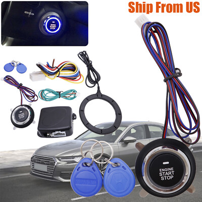 12V Car Ignition Switch RFID Engine Start Push Button Keyless Entry Starter  Kit