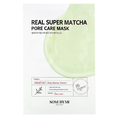 Real Super Matcha Pore Care Beauty Mask, 1 Sheet, 0.7 oz (20 g)