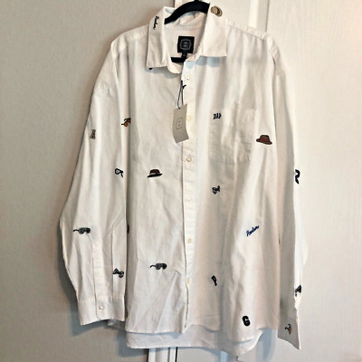 Gap x Dap Mens XL Oxford Shirt All Over Embroidered Relaxed Limited Edition NEW