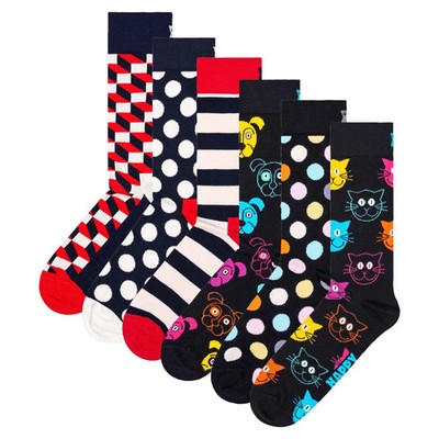 Happy Socks Unisex Socks, 6er Pack - Classic, Pattern, Cotton Blend, Gemi