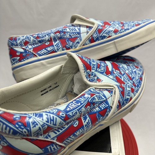 Pre-owned Vans Marc By Marc Jacobs X  Slip On Logo Skate Shoe Sneakers Sz 12 Us Blue Red