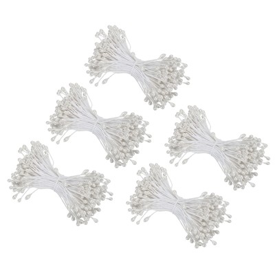 750Pcs 3mm Double Heads Flower Stamen Artificial Flower Stamen Pistil White