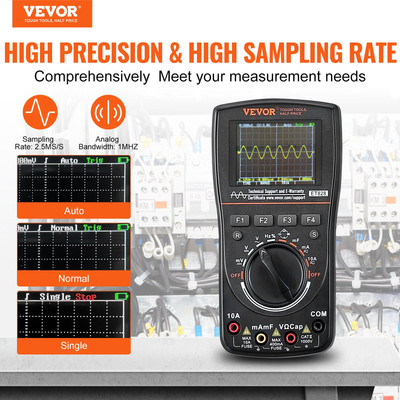 2-in-1 Handheld Digital Oscilloscope & Multimeter - 2.5MS/S Sampling Rate, 1MHz 