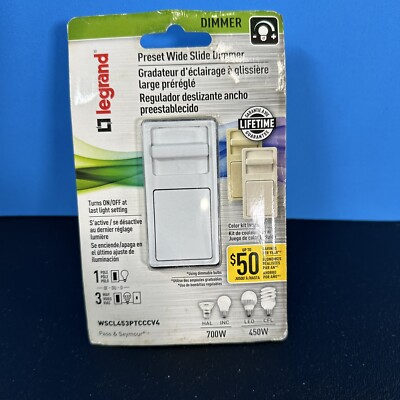 Legrand Indoor Slide Dimmer 450 Watt Single Pole 3-Way White/Light Almond/Ivory 