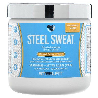 Steel Sweat, Метаболический катализатор + энергия, клубника и манго, 5,29 унции (150 г)