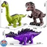 BLmukce 3-Pack Electronic Walking Dinosaur Toys for Toddlers 2-4, Moving Dinosaurs Toys with Lights, Roaring Sounds, T-Rex, Brachiosaurus and Stegosaurus, Xmas Birthday Gift for 2 3 4 5 6 Years Old Boys