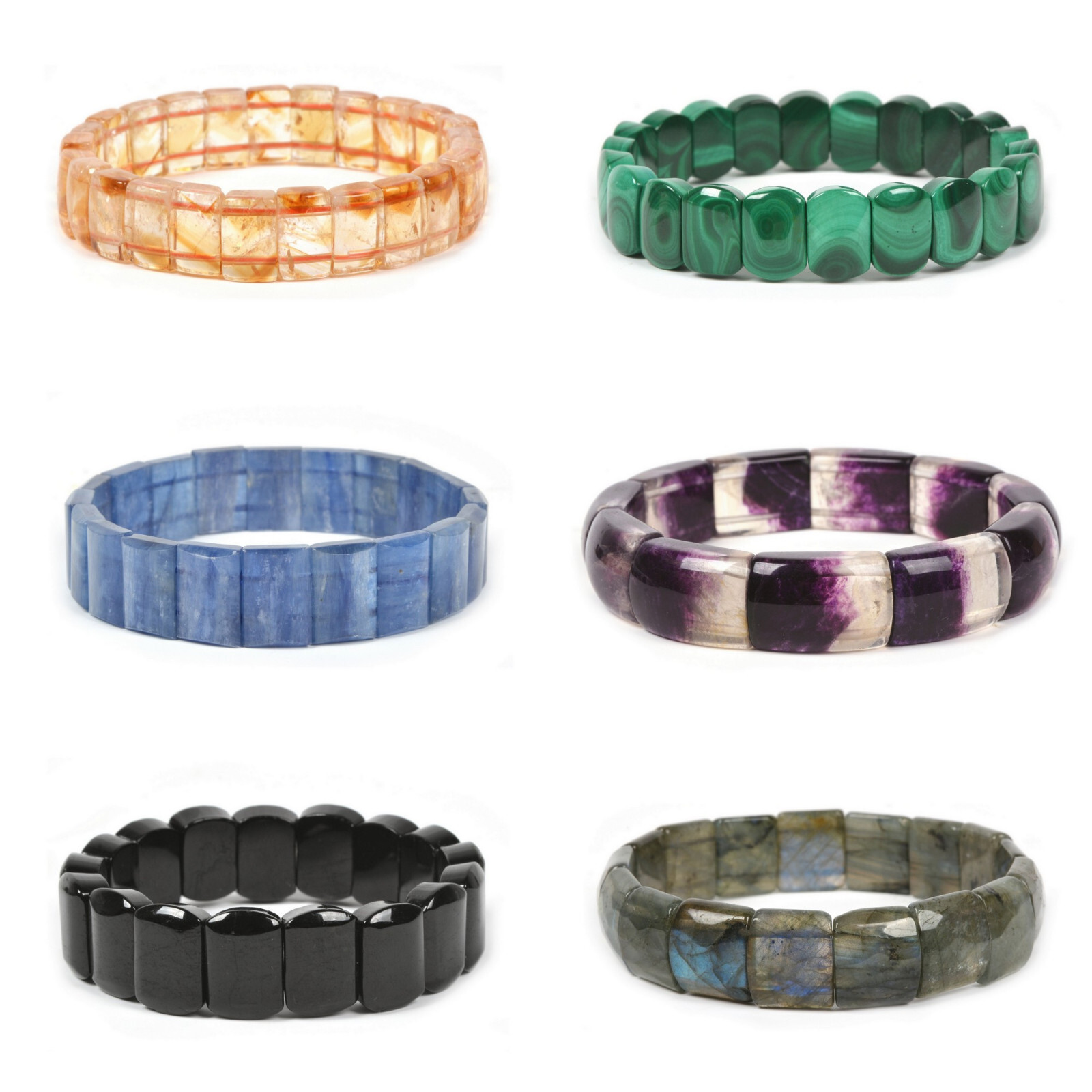 10-25mm Fashion gemstone various shape beads stretchable bracelet 6"-7.5"